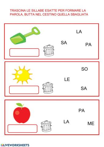 Trascina i cartellini