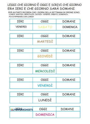 I giorni della settimana