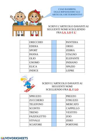 Articoli determinativi