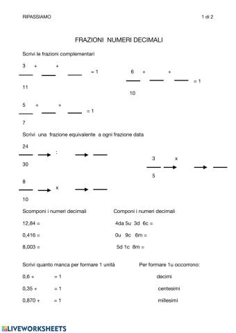 frazioni e numeri decimali