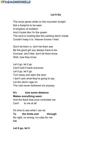 Let It Go Lyric Sheet