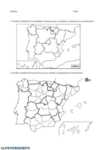 Comunidades autónomas y provincias