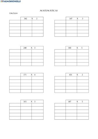 Ficha calculo multiplicaciones