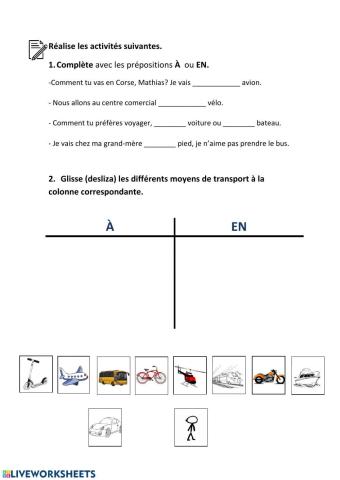 Les moyens de transport-prépositions