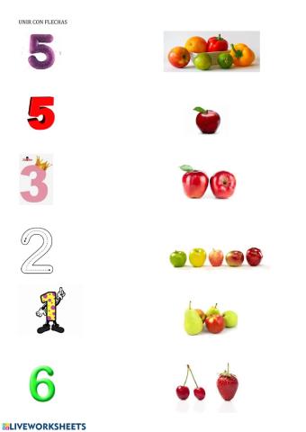 unir 6 frutas con flechas