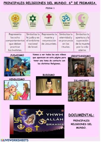 Principales Religiones del mundo. 6º de Primaria. AL-ÁNDALUS