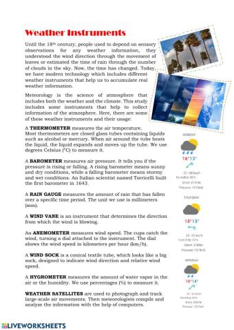 Weather instruments reading