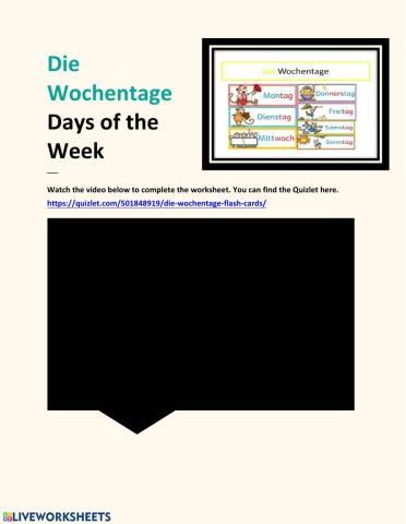 Wochentage Video Lesson