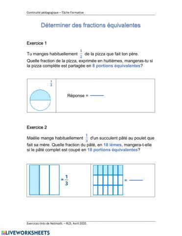 Les fractions équivalentes