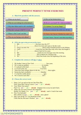 Present Perfect Tense Exercises