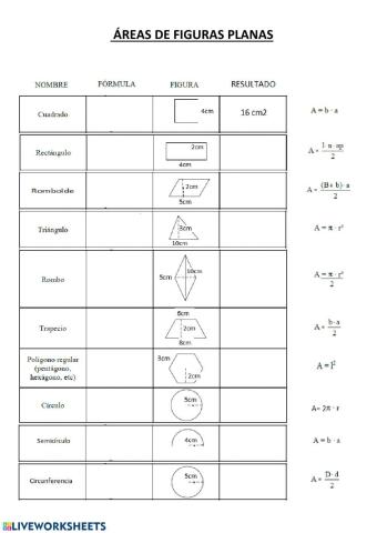 Áreas de figuras planas