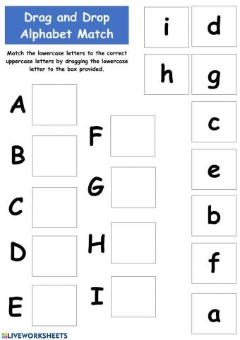 Matching Uppercase and Lowercase Alphabets A-I