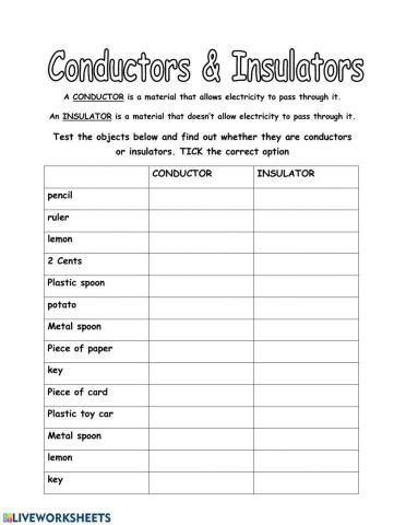 Conductors and insulators