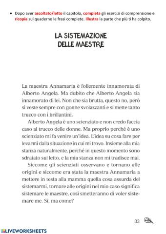 La sistemazione delle maestre