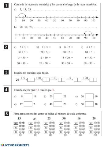 Recta numérica y sumas