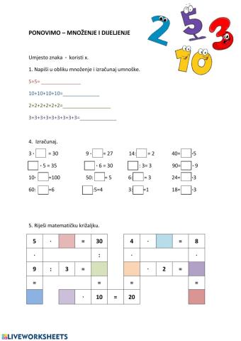 Množenje i dijeljenje 2, 3, 5, 10