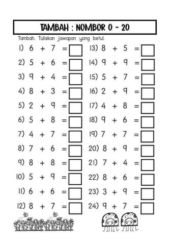 Tambah Nombor 0 - 20
