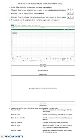 Identificación de elementos interfaz Excel