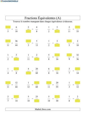 Les fractions équivalentes - lien mathématique (1)