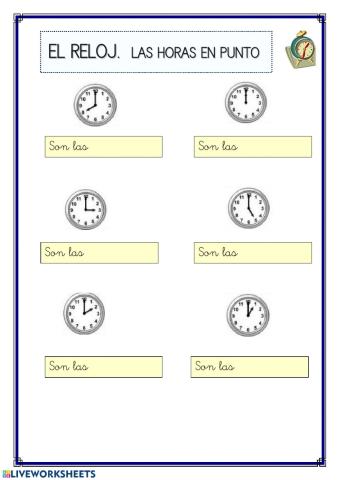 Las horas en punto
