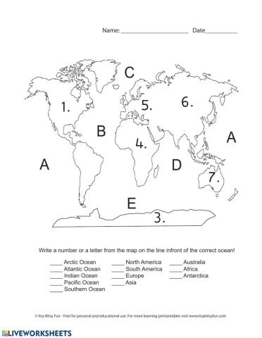 Continents and Oceans Review