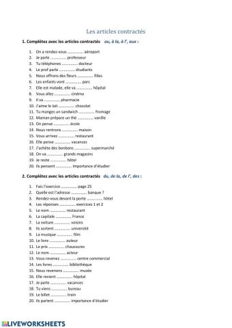 Les articles contractés