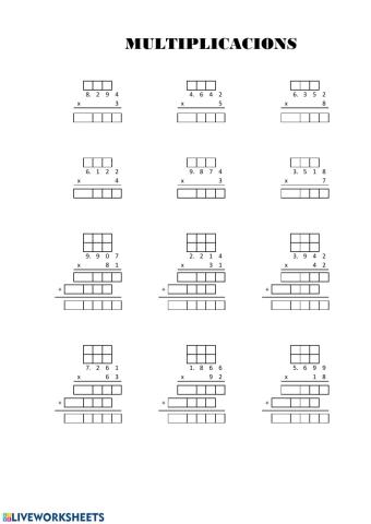 Multiplicacions 1 i 2 xifres