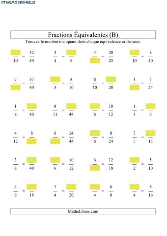 Les fractions équivalentes - lien mathématique (2)