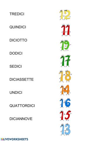 Collega numeri in cifre e in parola