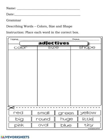 Describing Words - Shape, Color, Size