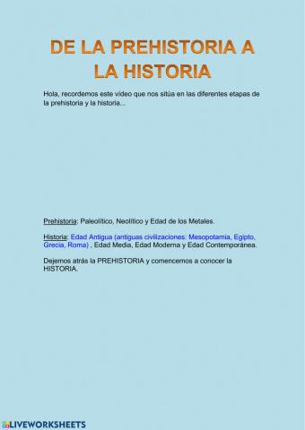 De la prehistoria a la historia