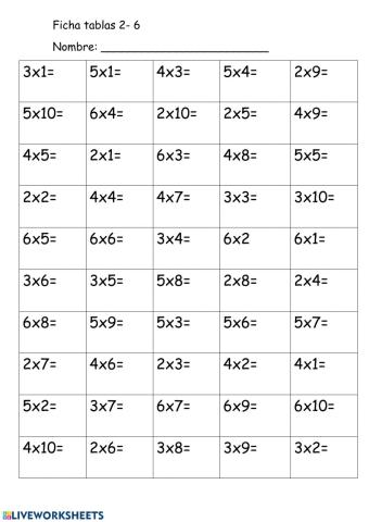 Tablas del 2-6