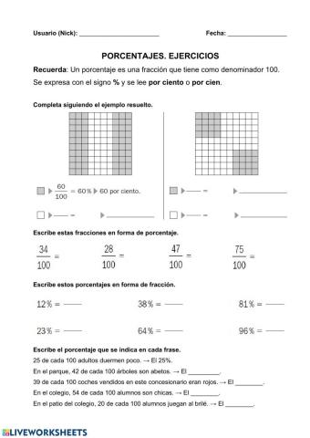 Porcentajes 1. Ejercicios