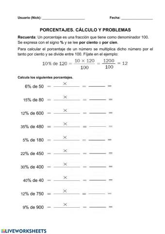 Porcentajes 2. Cálculo y problemas
