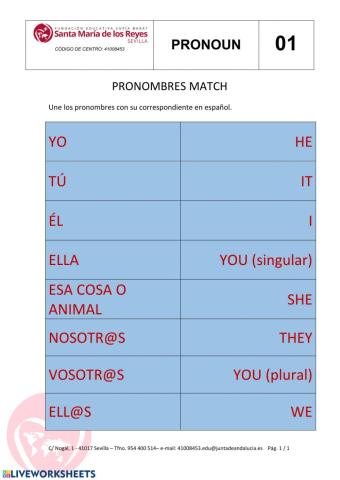 Pronombres match