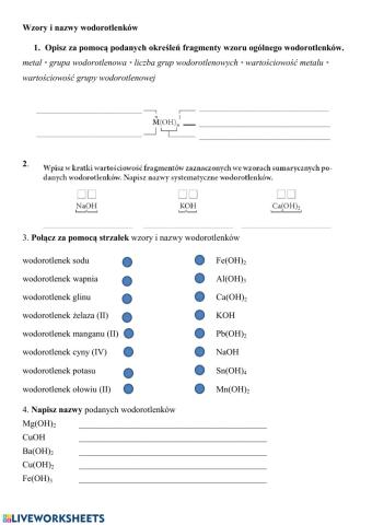 Wzory i nazwy wodorotlenków