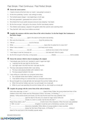 Past simple, past continuous, past perfect. Tense revision