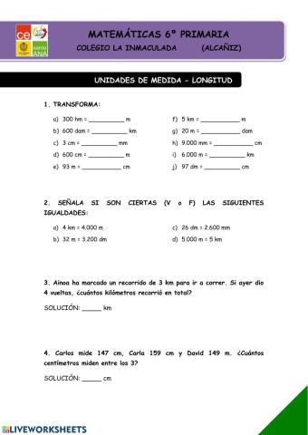 Unidades de medida - longitud