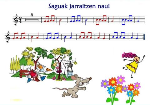 Saguak jarraitzen nau- Noten izenak jarri