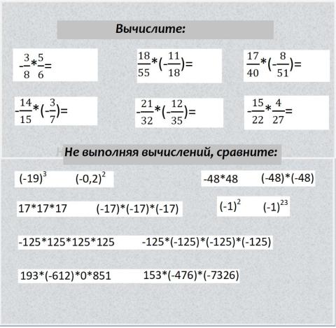 Умножение рациональных чисел