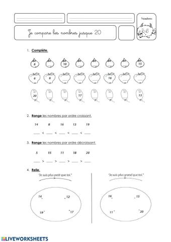 Les nombres jusque 20