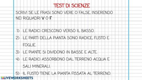 Test su radici e fusto