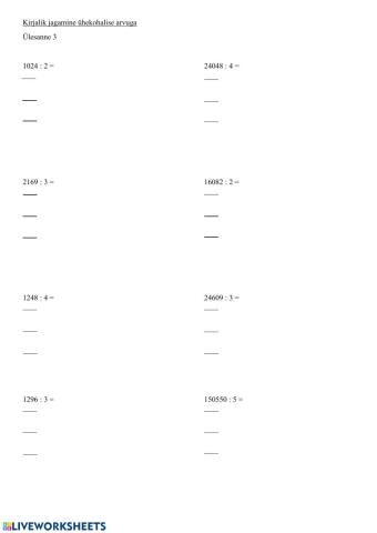 Kirjalik jagamine ühekohalise arvuga, kui jagatava kõrgeimas järgus on jagajast vähem ühikuid.