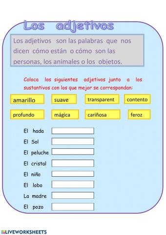Los adjetivos. Ficha 1