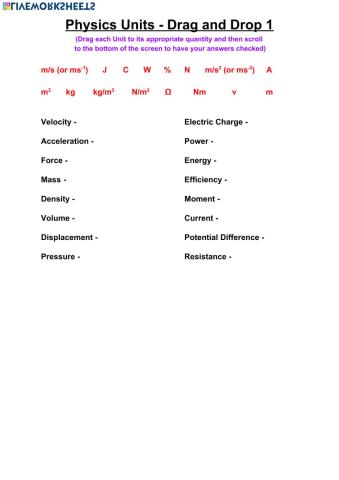 Physics Units Drag and Drop