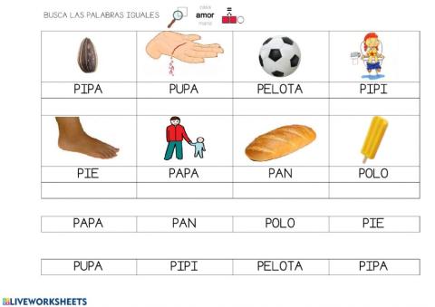 Lectura global letra -p- (con modelo)