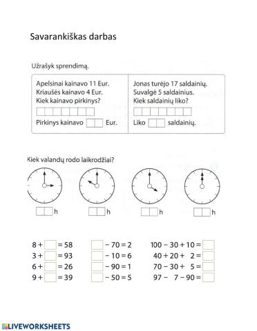 Matematikos savarankiškas darbas