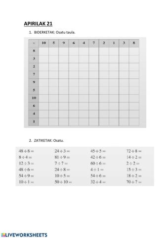 Matematika: apirilak 21