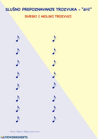 SLUŠNO PREPOZNAVANJE DURSKIH i MOLSKIH TROZVUKA