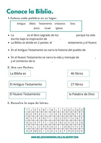 Actividades sobre la Biblia.